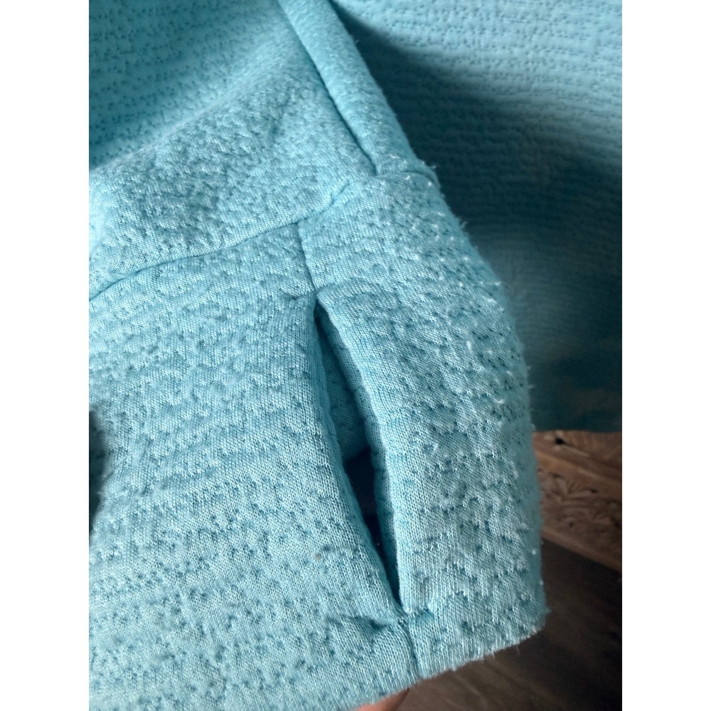 Lands End Womens Turquoise Blue Cowl Neck Textured Tunic Top Thumbholes 1X - Picture 3 of 8